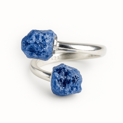 Sagetator - Ghidare si inspiratie – Inel cu dubla piatra sodalit in forma bruta