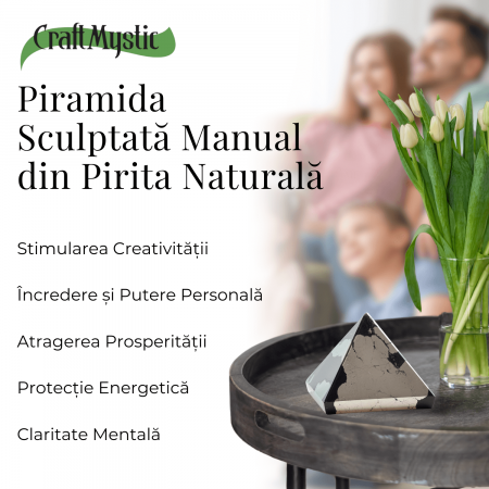 Piramida Sculptata Manual 60mm din Piatra Pirita Naturala [5]