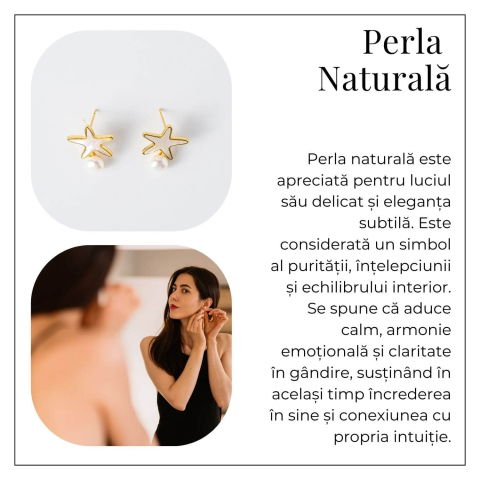 Eleganta si Stralucire – Cercei Stea din Cupru cu Perla Naturala [5]
