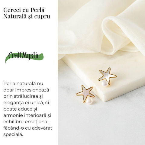 Eleganta si Stralucire – Cercei Stea din Cupru cu Perla Naturala [2]