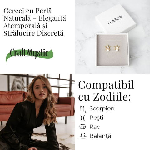 Eleganta si Stralucire – Cercei Stea din Cupru cu Perla Naturala [4]