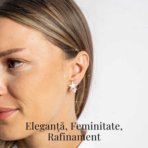 Eleganta si Stralucire – Cercei Stea din Cupru cu Perla Naturala [1]