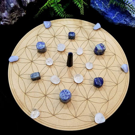 Grila din Placaj pentru Cristale cu Modelul Florii Vietii, Diametru 29 cm [3]