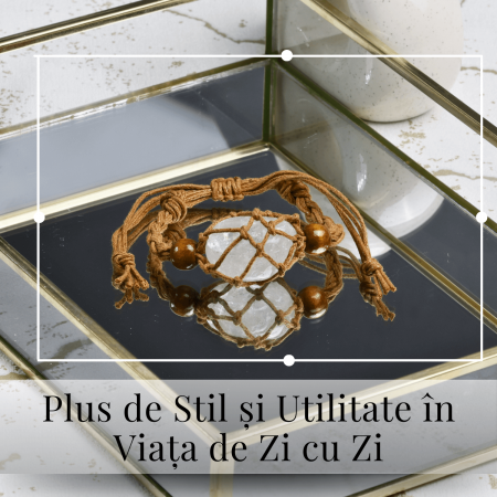 Bratara Reglabila din Sfoara maro Cerata cu Cosulet pentru Pietre si Cristale [5]