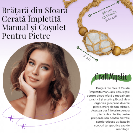 Bratara Reglabila din Sfoara maro Cerata cu Cosulet pentru Pietre si Cristale [2]