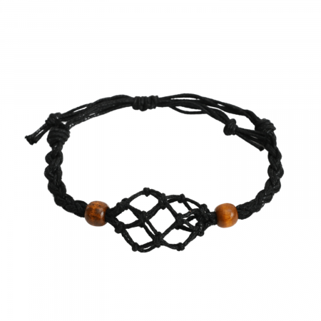 Bratara Reglabila din Sfoara Cerata Neagra cu Cosulet pentru Pietre si Cristale Semipretioase [0]