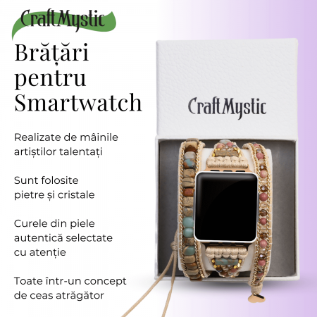 Bratara Boho cu Margele si Pietre Naturale, Compatibila Cureaua Apple Watch [7]