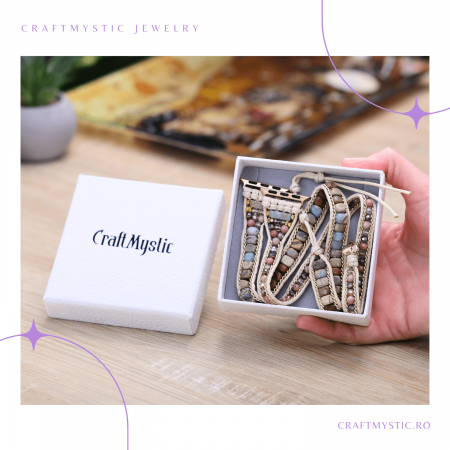 Bratara Boho cu Margele si Pietre Naturale, Compatibila Cureaua Apple Watch [1]