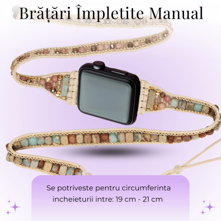 Bratara Boho cu Margele si Pietre Naturale, Compatibila Cureaua Apple Watch [3]