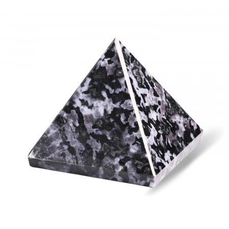 Piramide din Cristal și Orgonice - Piramida Sculptata Manual 60mm din Piatra Merlinit Mistic sau Indigo Gabbro Natural