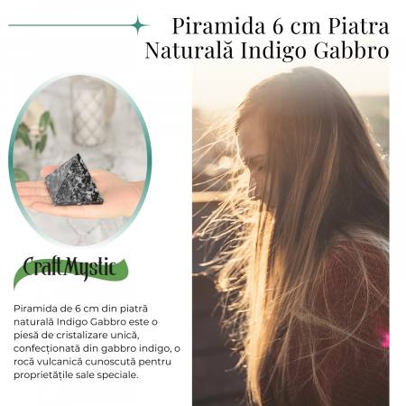 Piramida Sculptata Manual 60mm din Piatra Merlinit Mistic sau Indigo Gabbro Natural [3]