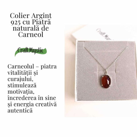 Vitalitate si Curaj Zilnic – Colier Oval cu Carneol si Argint 925 [2]