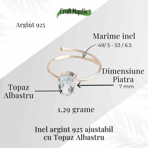 Inel din Argint 925 cu Topaz Albastru – Claritate Mentala si Expresie Autentica [3]