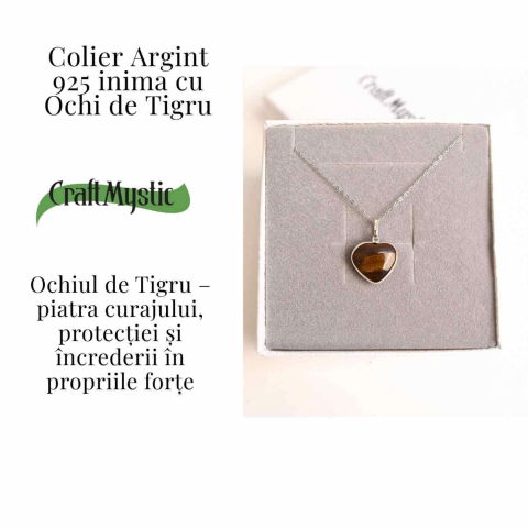 Curaj si Protectie Zilnica – Colier Inima din Argint 925 cu Ochi de Tigru [2]