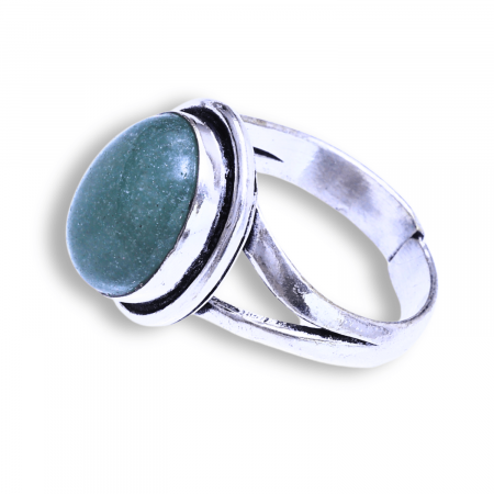 Inel Ajustabil Argintiu cu Aventurin Verde natural oval, pentru noroc si echilibru [7]