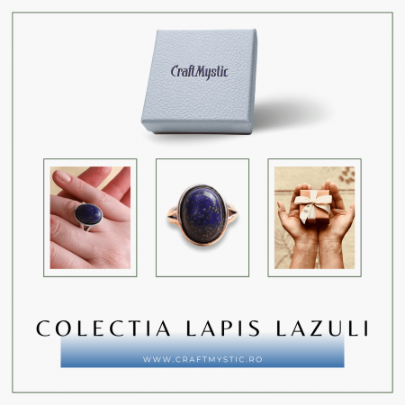 Inel Reglabil Metal Argintiu cu Piatra Naturala Lapis Lazuli [6]