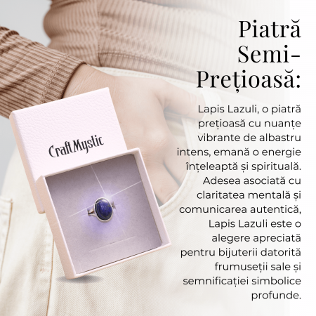 Inel Reglabil Metal Argintiu cu Piatra Naturala Lapis Lazuli [5]