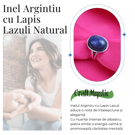 Inel Reglabil Metal Argintiu cu Piatra Naturala Lapis Lazuli [4]