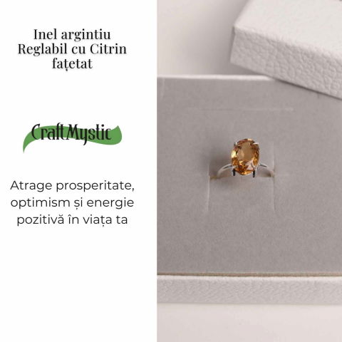 Inel Reglabil cu Citrin Natural Fatetat pentru Energie Pozitiva [3]