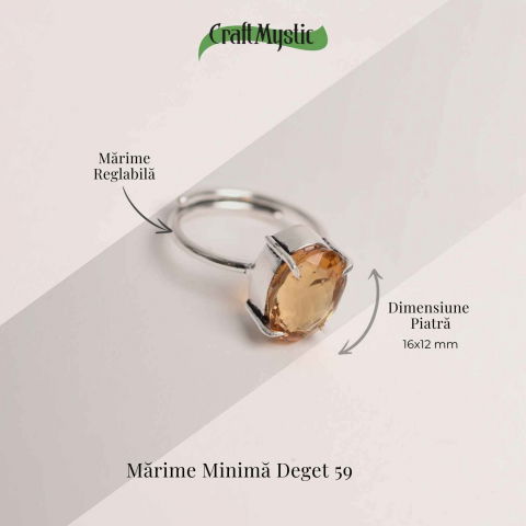 Inel Reglabil cu Citrin Natural Fatetat pentru Energie Pozitiva [2]