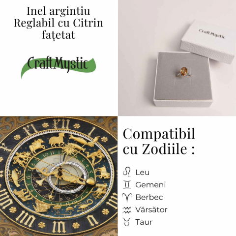 Inel Reglabil cu Citrin Natural Fatetat pentru Energie Pozitiva [4]