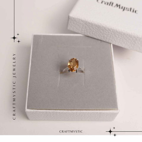 Inel Reglabil cu Citrin Natural Fatetat pentru Energie Pozitiva [5]