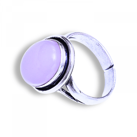 Inel Ajustabil Argintiu cu Cuart Roz natural oval, pentru iubire si armonie [8]