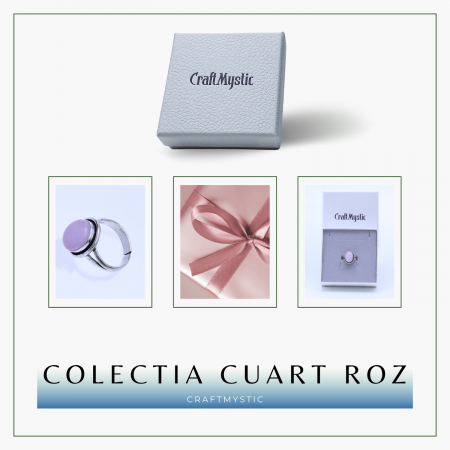 Inel Ajustabil Argintiu cu Cuart Roz natural oval, pentru iubire si armonie [7]