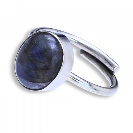 Inel Ajustabil Argintiu cu Labradorit natural oval, pentru protectie si intuitie [8]