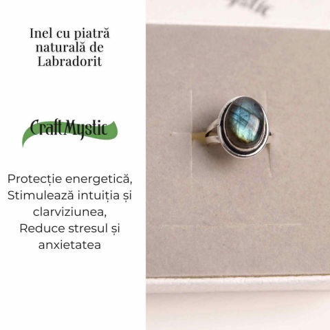 Inel ajustabil argintiu cu labradorit natural – intuitie si protectie [2]