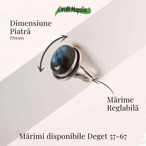Inel ajustabil argintiu cu labradorit natural – intuitie si protectie [4]