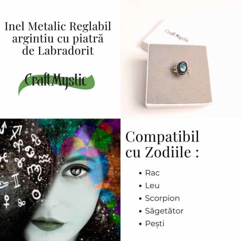 Inel ajustabil argintiu cu labradorit natural – intuitie si protectie [3]
