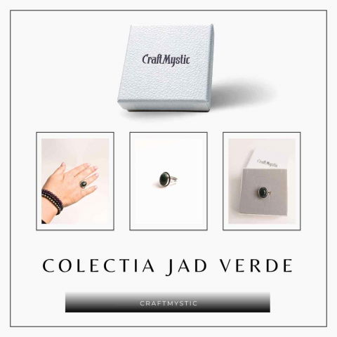 Inel Ajustabil Argintiu cu Jad Verde – Echilibru si protectie energetica [7]