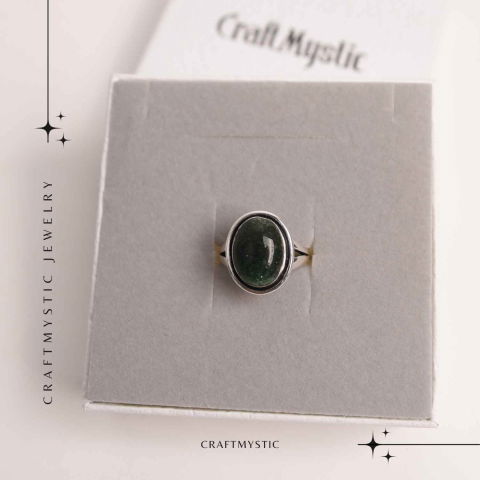 Inel Ajustabil Argintiu cu Jad Verde – Echilibru si protectie energetica [6]