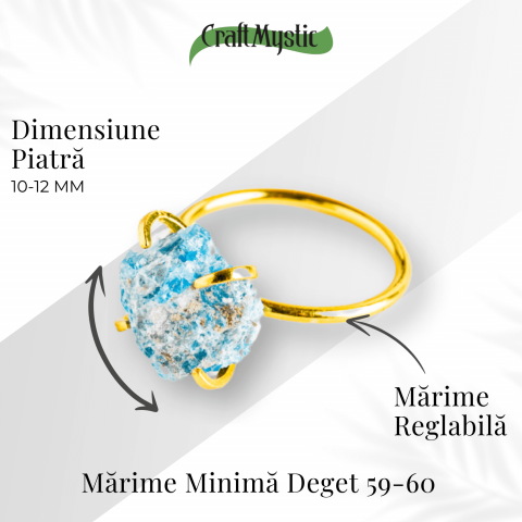 Inel Ajustabil Auriu cu Apatit Brut – Energie Pozitiva, Claritate Mentala si Creativitate [3]