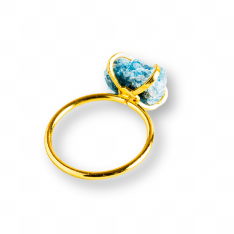 Inel Ajustabil Auriu cu Apatit Brut – Energie Pozitiva, Claritate Mentala si Creativitate [8]