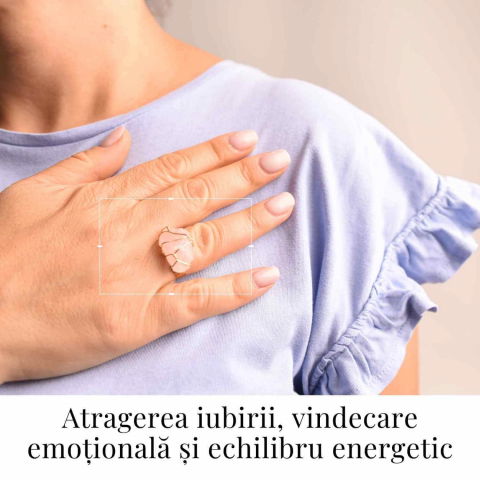 Inel Ajustabil Cuart Roz Brut forma neregulata- Vindecare Emotionala si Iubire [1]