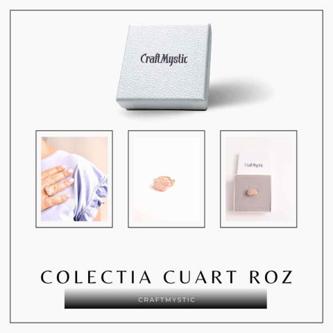 Inel Ajustabil Cuart Roz Brut forma neregulata- Vindecare Emotionala si Iubire [6]