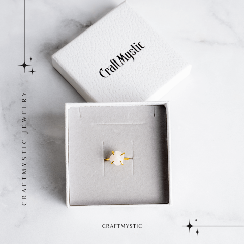 Inel Ajustabil Auriu cu Cuart Roz Brut pentru Echilibru Emotional [7]