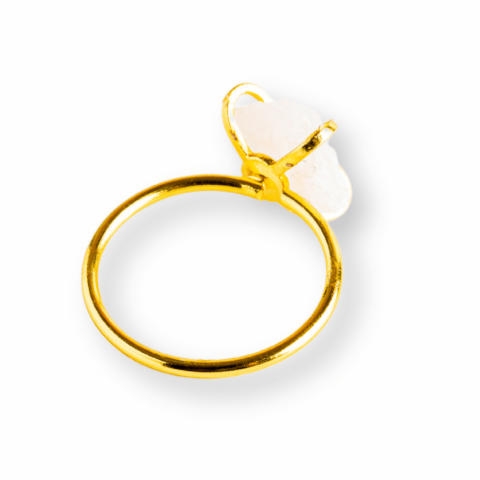 Inel Ajustabil Auriu cu Cuart Roz Brut pentru Echilibru Emotional [8]