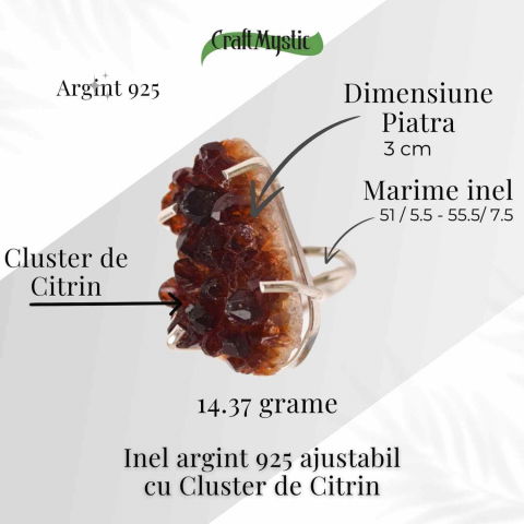 Inel Argint 925 cu Cluster de Citrin – Abundenta si Claritate Zilnica [3]