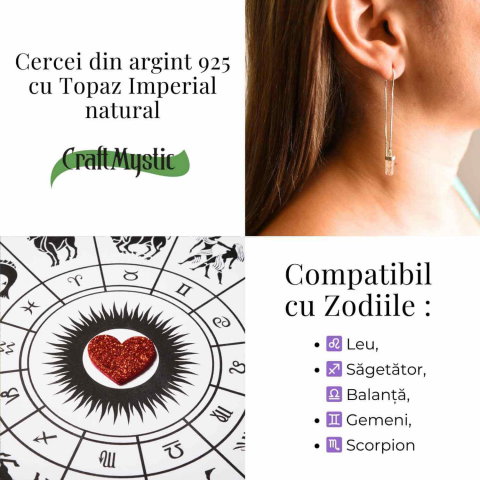 Cercei lungi din argint 925 cu topaz imperial natural – Eleganta si energie pozitiva [3]