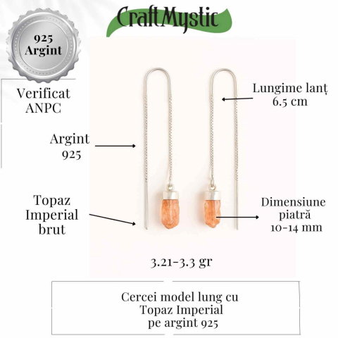 Cercei lungi din argint 925 cu topaz imperial natural – Eleganta si energie pozitiva [2]