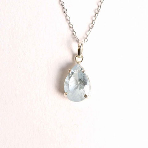 Claritate si Expresivitate – Colier Argint 925 cu Topaz Albastru fatetat Lacrima [0]