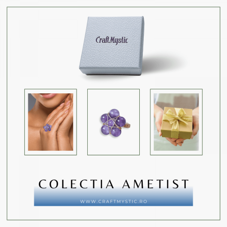 Inel Auriu cu Design Floral din Ametist [5]