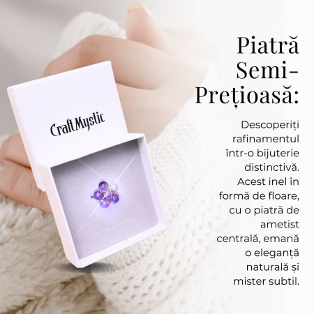 Inel Auriu cu Design Floral din Ametist [7]