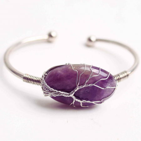  Bratara Argintie cu Pandantiv de Ametist - Eleganta si Echilibru Spiritual, Circumferinta 16 cm [5]