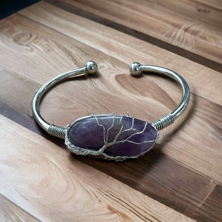  Bratara Argintie cu Pandantiv de Ametist - Eleganta si Echilibru Spiritual, Circumferinta 16 cm [6]