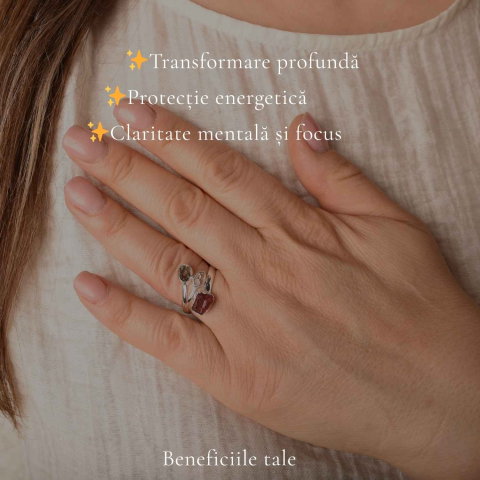 Inel Argint 925 cu Moldavit, Turmalina Roz si Herkimer – Transformare si Echilibru [2]