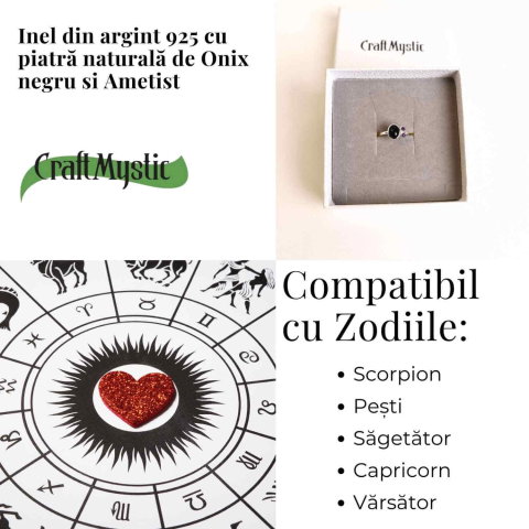 Inel argint 925 cu Onix Negru si Ametist – Protectie si Claritate Spirituala [3]